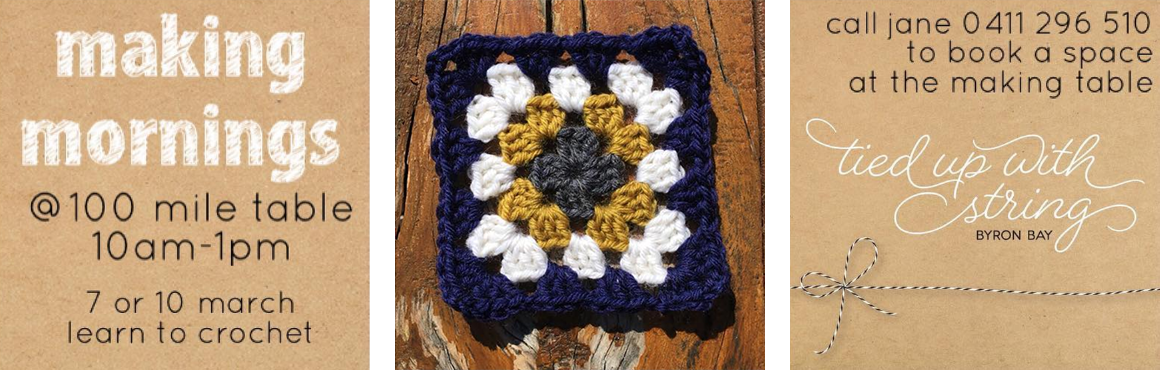 making morning - learn to crochet - tied up with string byron bay